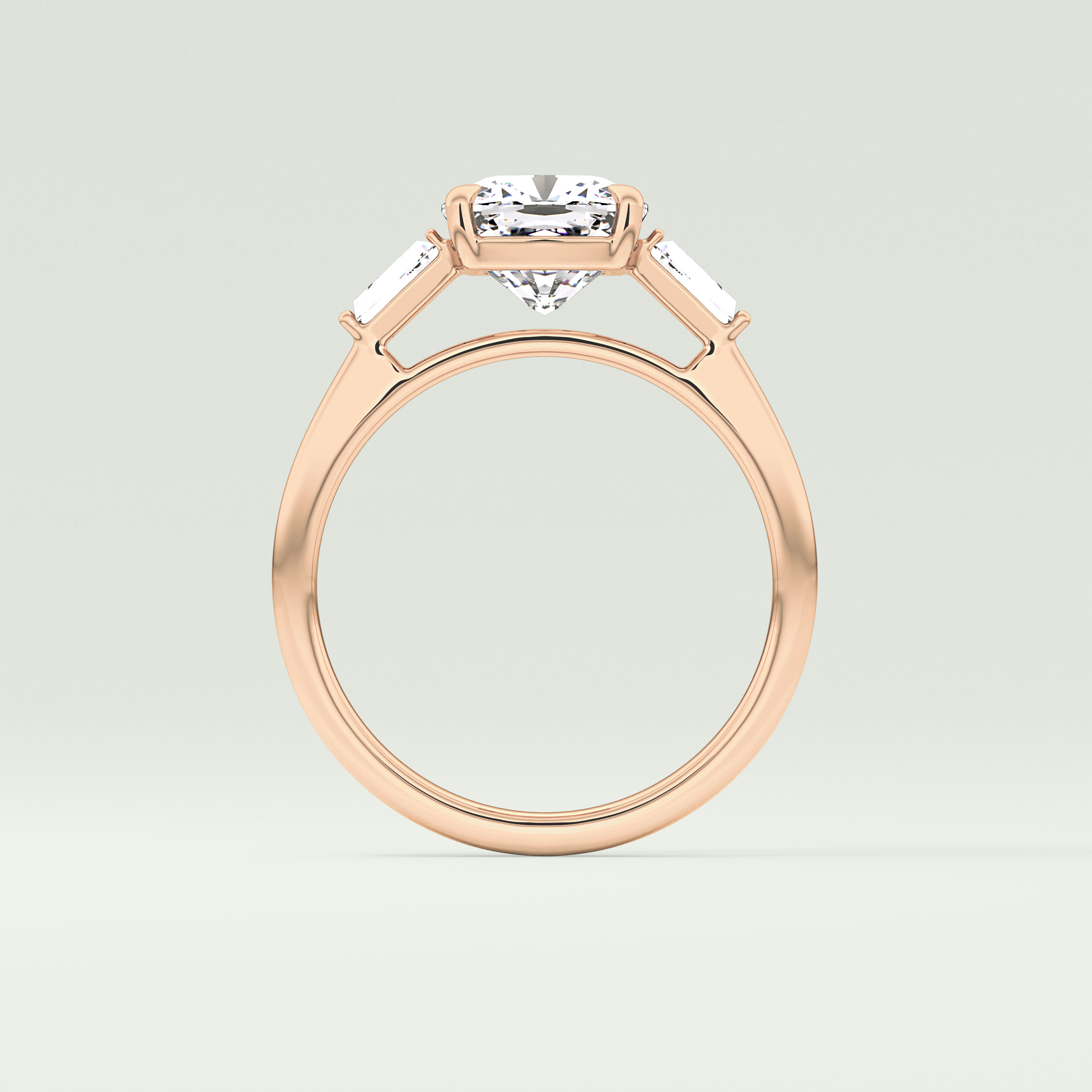 2.0 CT Cushion Cut Three Stone Moissanite Engagement Ring