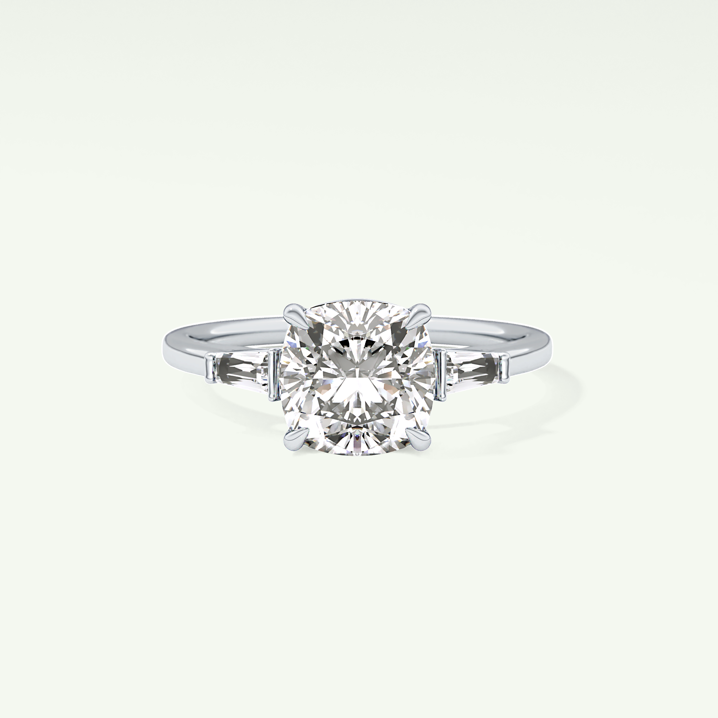 2.0 CT Cushion Cut Three Stone Moissanite Engagement Ring