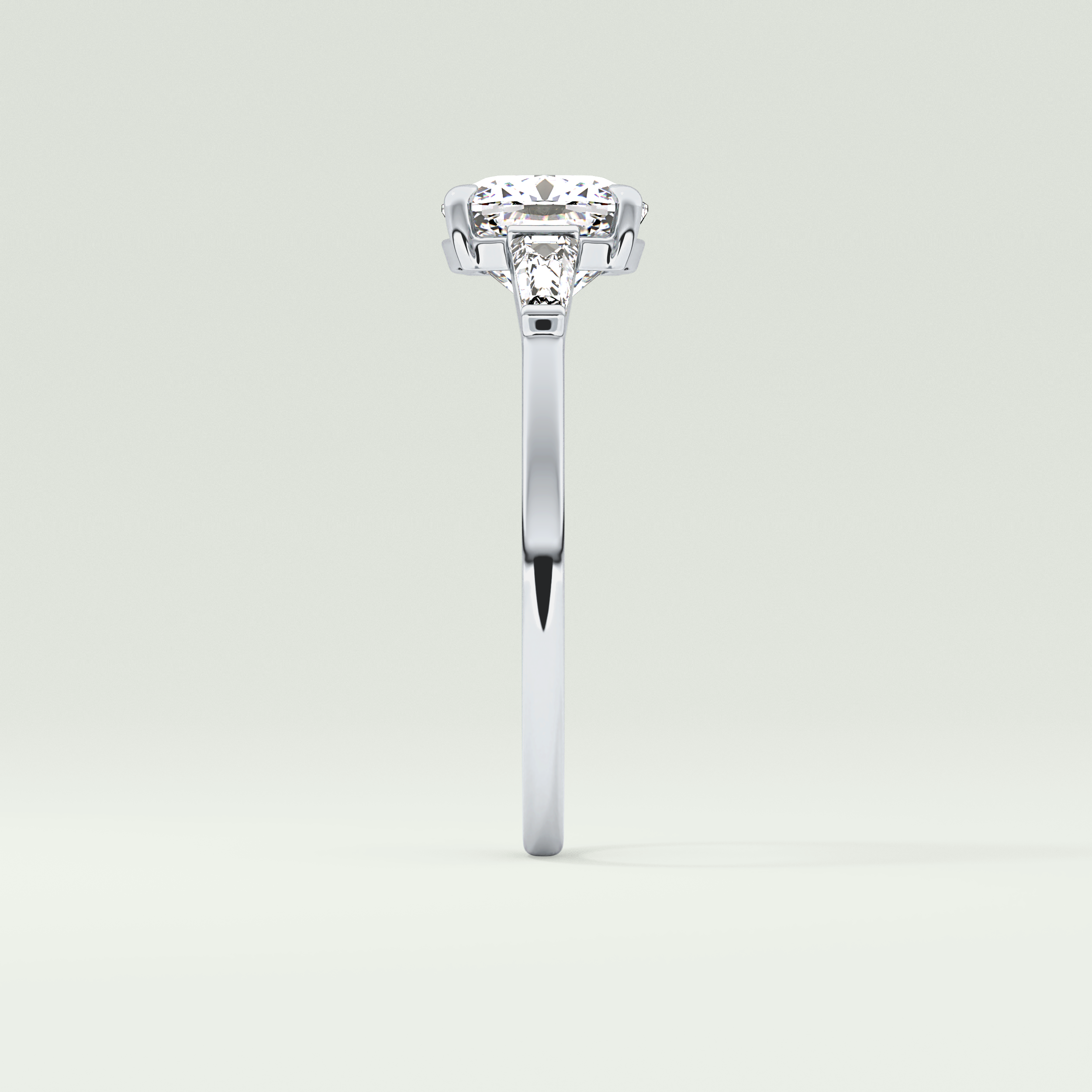 2.0 CT Cushion Cut Three Stone Moissanite Engagement Ring