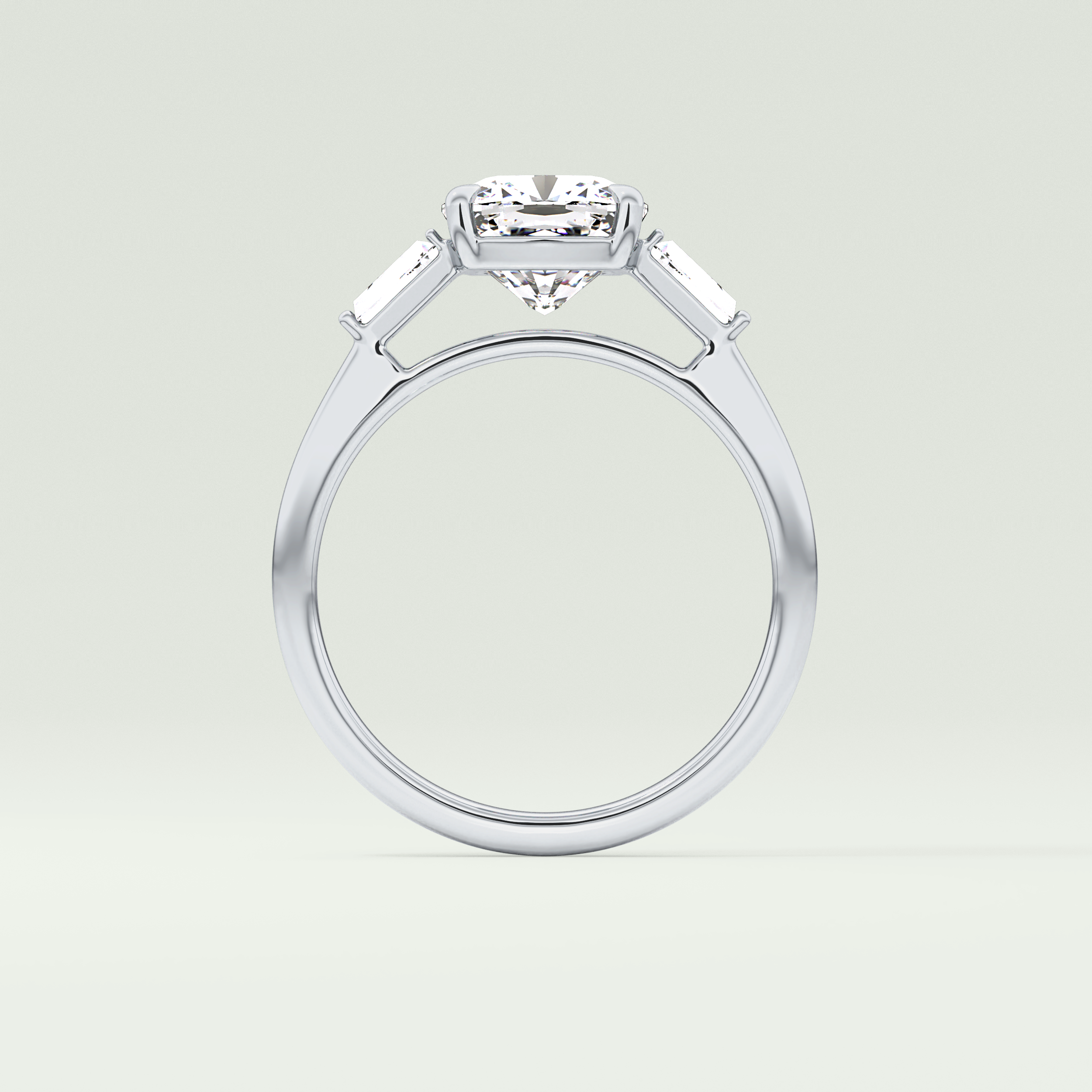 2.0 CT Cushion Cut Three Stone Moissanite Engagement Ring