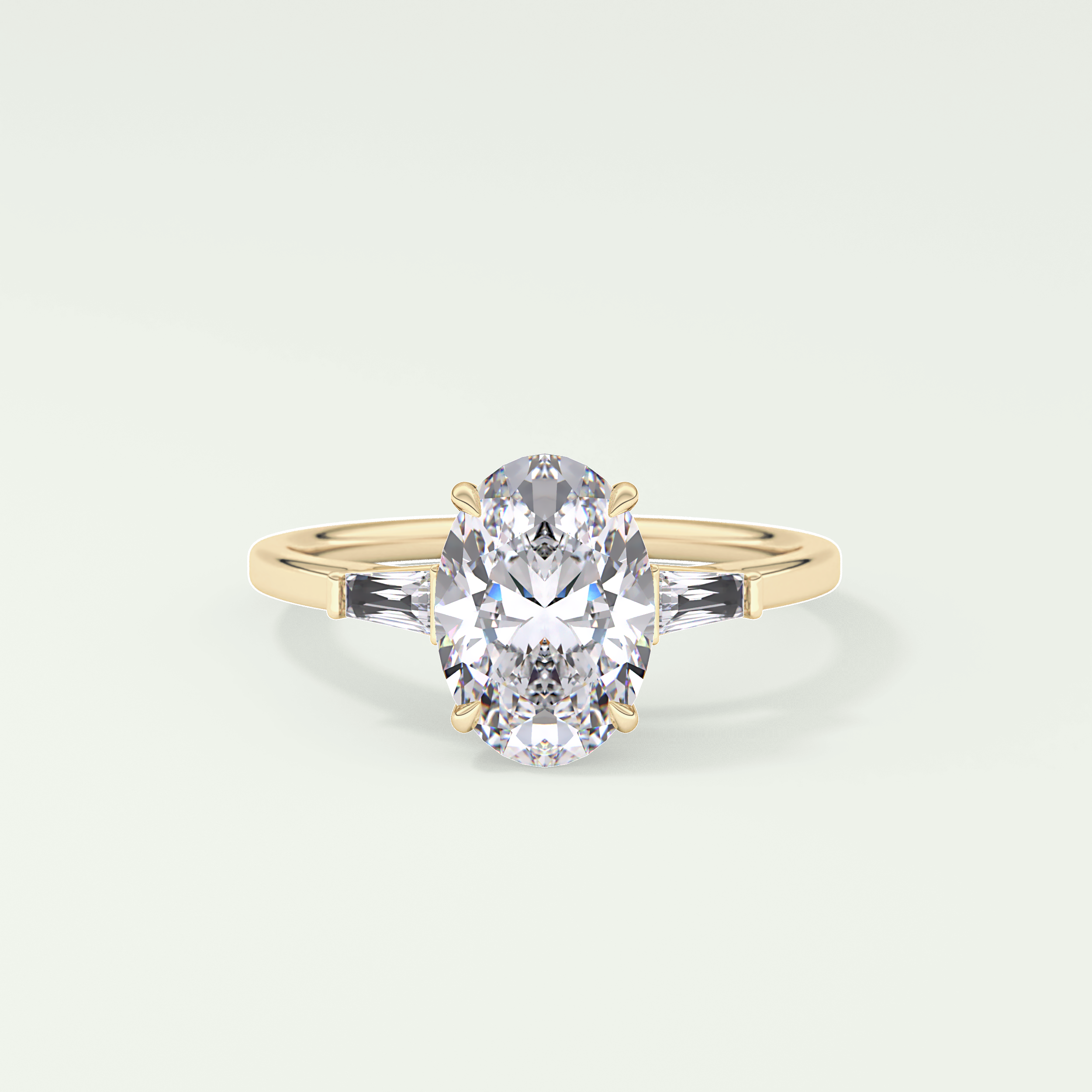 2.0 CT Oval Cut Three Stone Lab Grown Diamond Engagement Ring