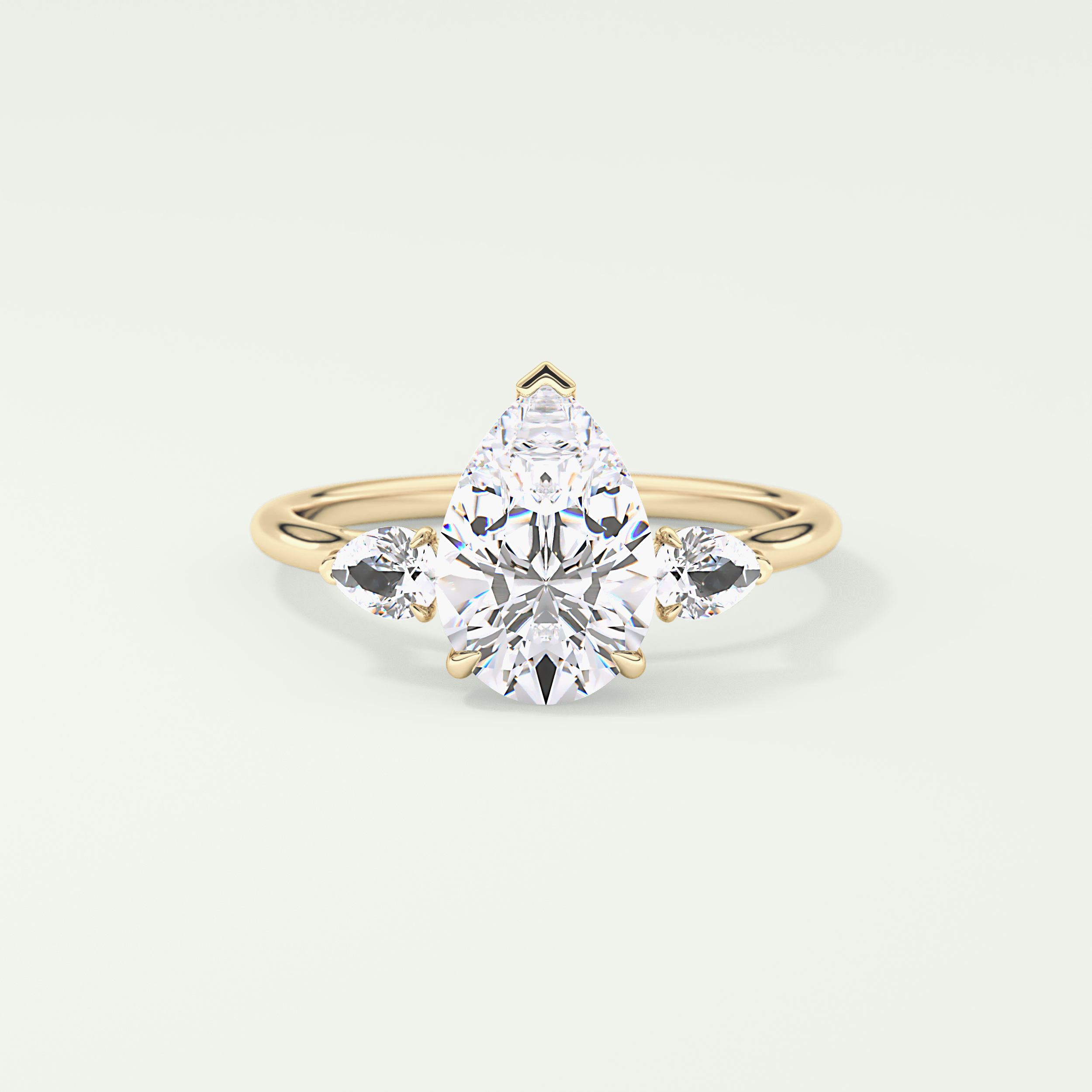 2.0 CT Pear Cut Three Stone Lab Grown Diamond Engagement Ring