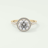 2.0 CT Round Cut Halo & Pave Split Shank Lab Grown Diamond Engagement Ring