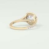 2.0 CT Round Cut Halo & Pave Split Shank Lab Grown Diamond Engagement Ring