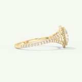 2.0 CT Round Cut Halo & Pave Split Shank Moissanite Engagement Ring