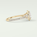 2.0 CT Round Cut Halo & Pave Split Shank Lab Grown Diamond Engagement Ring