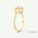 2.0 CT Round Cut Halo & Pave Split Shank Moissanite Engagement Ring