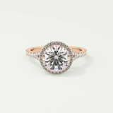 2.0 CT Round Cut Halo & Pave Split Shank Lab Grown Diamond Engagement Ring