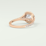 2.0 CT Round Cut Halo & Pave Split Shank Lab Grown Diamond Engagement Ring