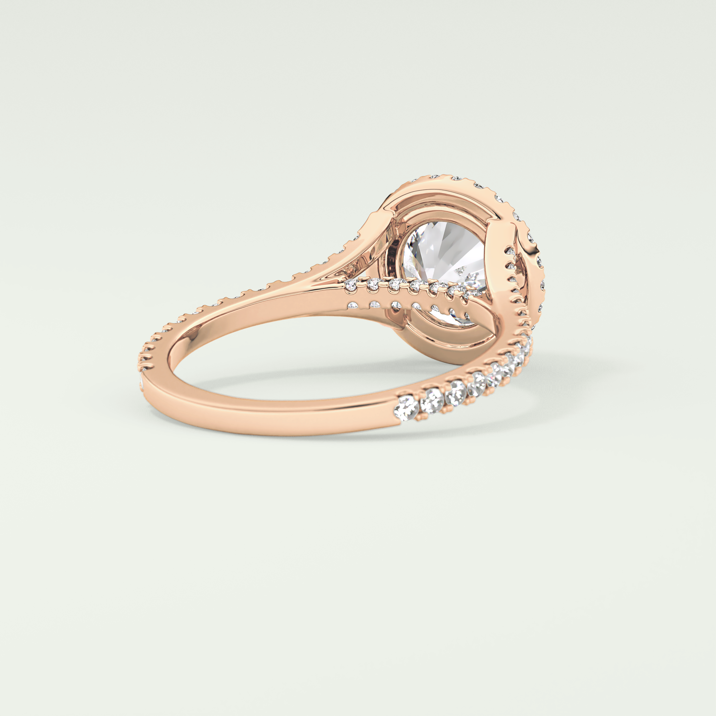 2.0 CT Round Cut Halo & Pave Split Shank Lab Grown Diamond Engagement Ring