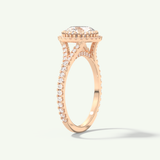 2.0 CT Round Cut Halo & Pave Split Shank Moissanite Engagement Ring