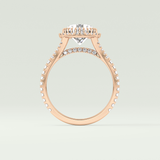 2.0 CT Round Cut Halo & Pave Split Shank Lab Grown Diamond Engagement Ring