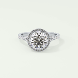 2.0 CT Round Cut Halo & Pave Split Shank Lab Grown Diamond Engagement Ring