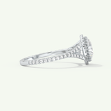2.0 CT Round Cut Halo & Pave Split Shank Moissanite Engagement Ring