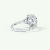 2.0 CT Round Cut Halo & Pave Split Shank Moissanite Engagement Ring