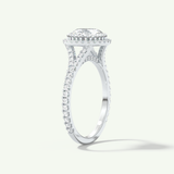 2.0 CT Round Cut Halo & Pave Split Shank Moissanite Engagement Ring