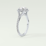 2.0 CT Round Cut Halo & Pave Split Shank Lab Grown Diamond Engagement Ring