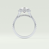 2.0 CT Round Cut Halo & Pave Split Shank Lab Grown Diamond Engagement Ring