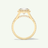 2.0 CT Round Cut Halo & Pave Split Shank Moissanite Engagement Ring