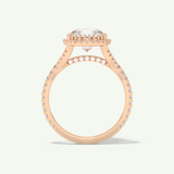 2.0 CT Round Cut Halo & Pave Split Shank Moissanite Engagement Ring