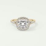 2.0 CT Cushion Cut Halo, Pave & Split Shank Lab-Grown Diamond Engagement Ring 1