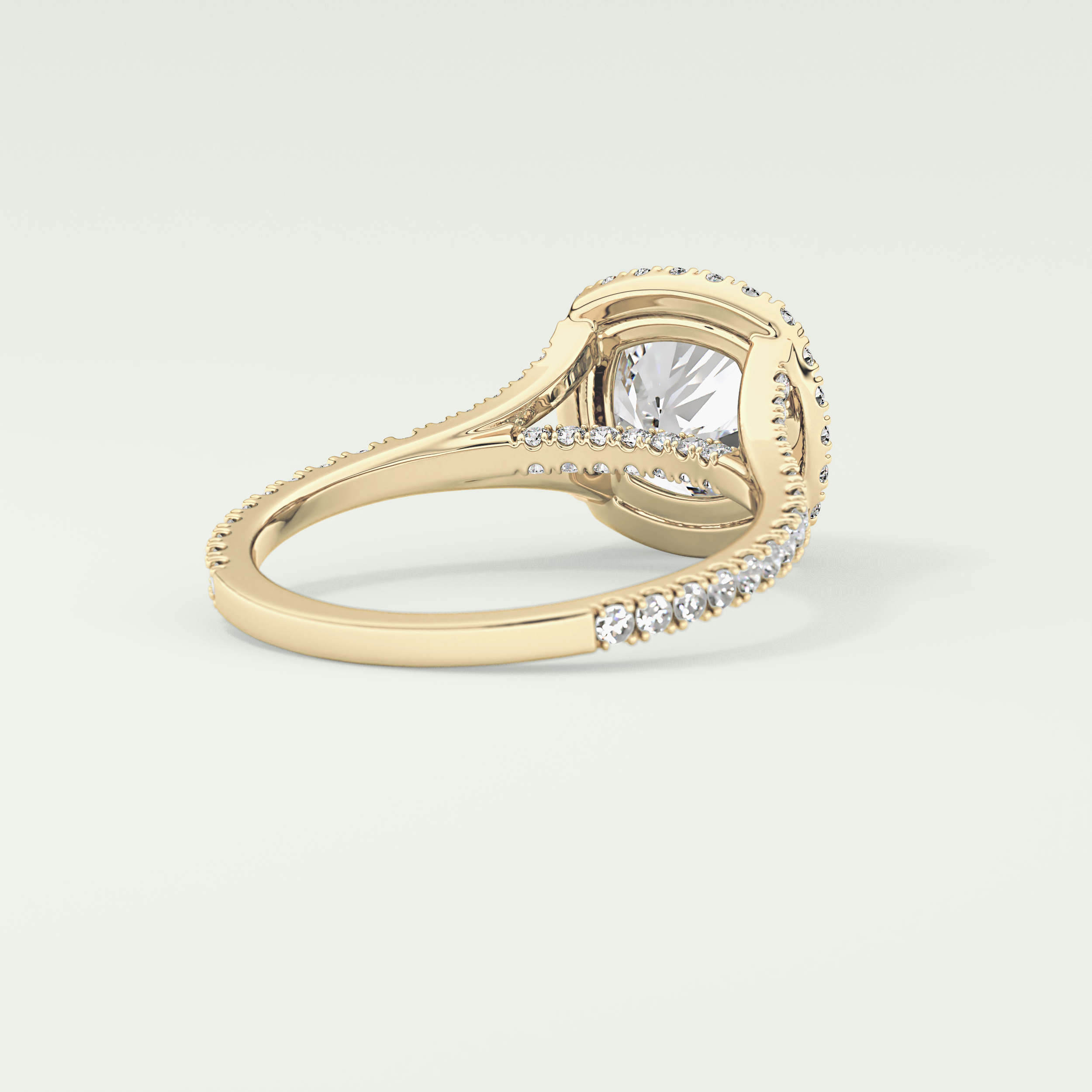 2.0 CT Cushion Cut Halo, Pave & Split Shank Lab-Grown Diamond Engagement Ring 2