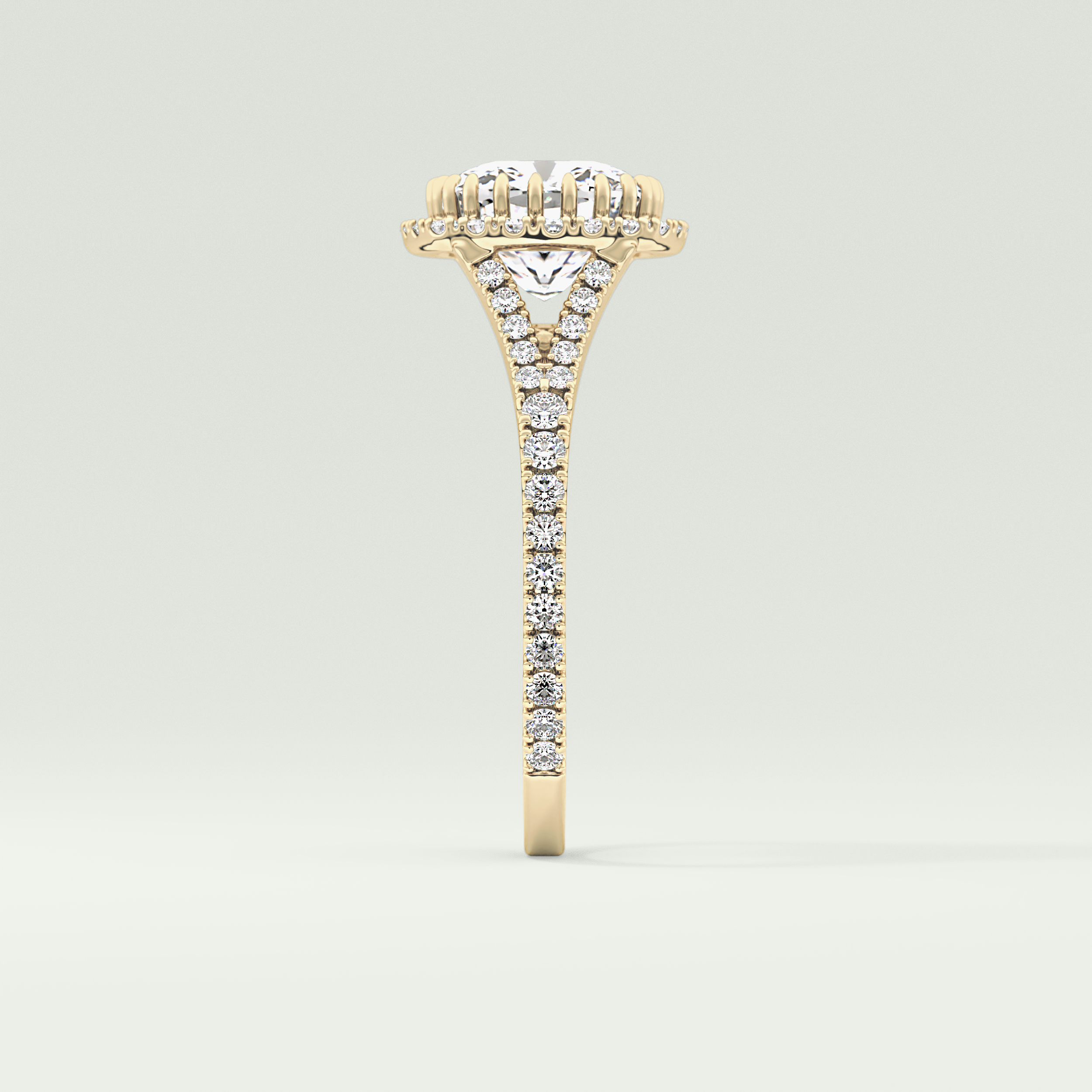 2.0 CT Cushion Cut Halo, Pave & Split Shank Lab-Grown Diamond Engagement Ring 4