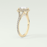 2.0 CT Cushion Cut Halo, Pave & Split Shank Lab-Grown Diamond Engagement Ring 5