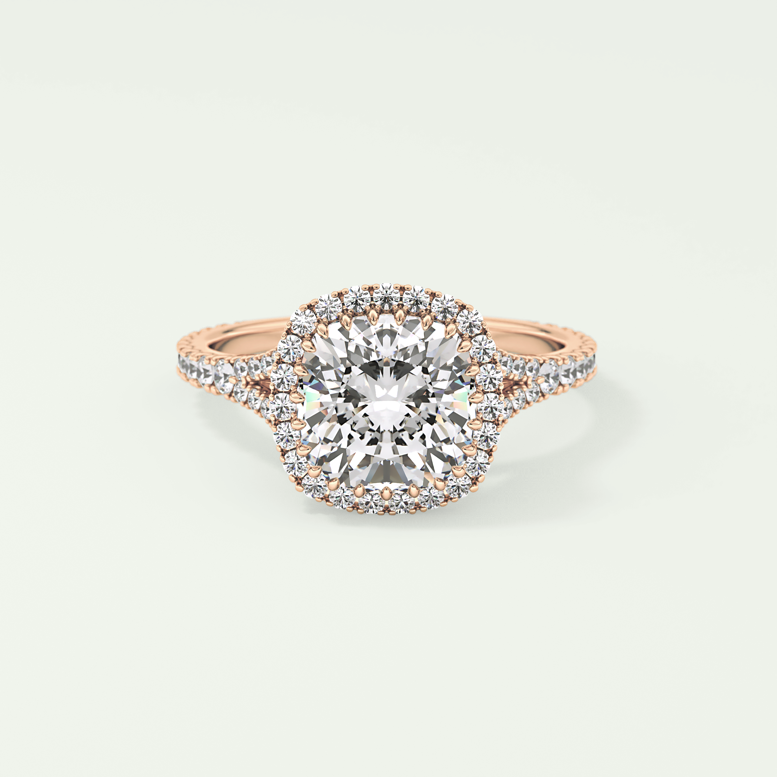 2.0 CT Cushion Cut Halo, Pave & Split Shank Lab-Grown Diamond Engagement Ring 7