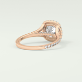 2.0 CT Cushion Cut Halo, Pave & Split Shank Lab-Grown Diamond Engagement Ring 8