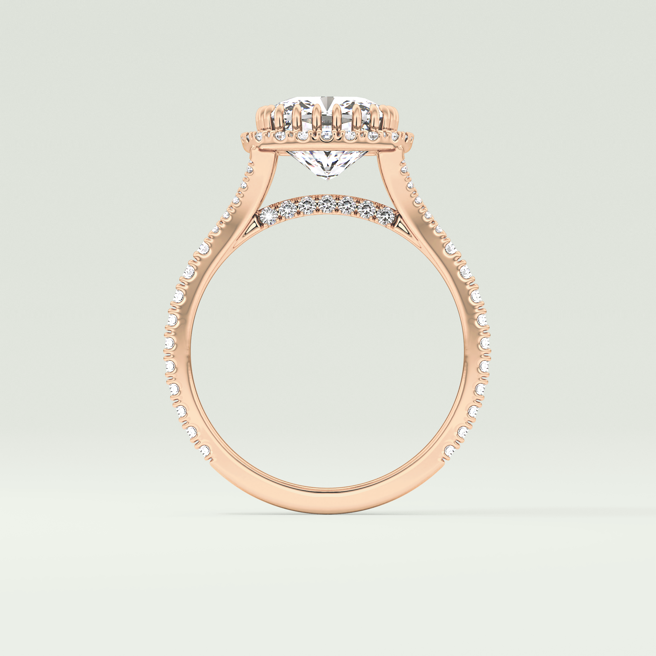 2.0 CT Cushion Cut Halo, Pave & Split Shank Lab-Grown Diamond Engagement Ring 12