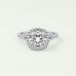 2.0 CT Cushion Cut Halo, Pave & Split Shank Lab-Grown Diamond Engagement Ring 13