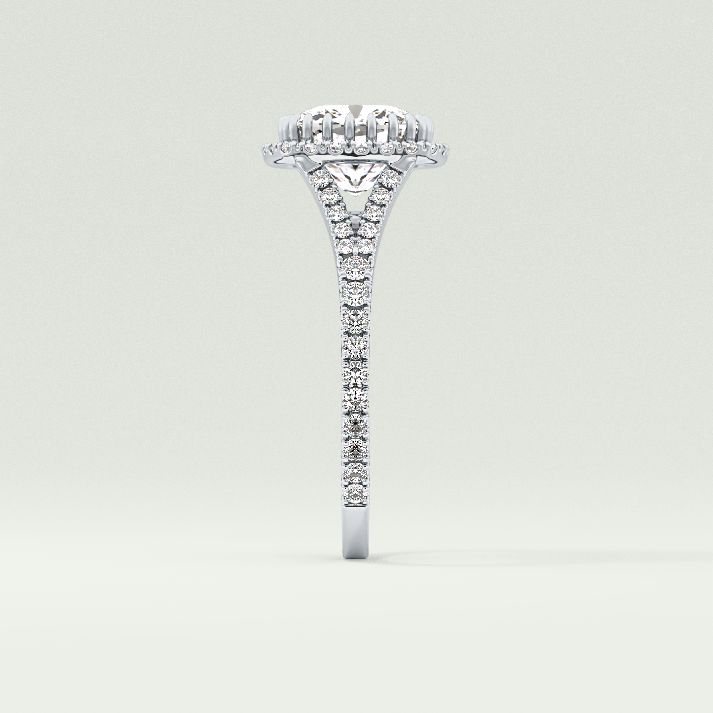 2.0 CT Cushion Cut Halo, Pave & Split Shank Lab-Grown Diamond Engagement Ring 16