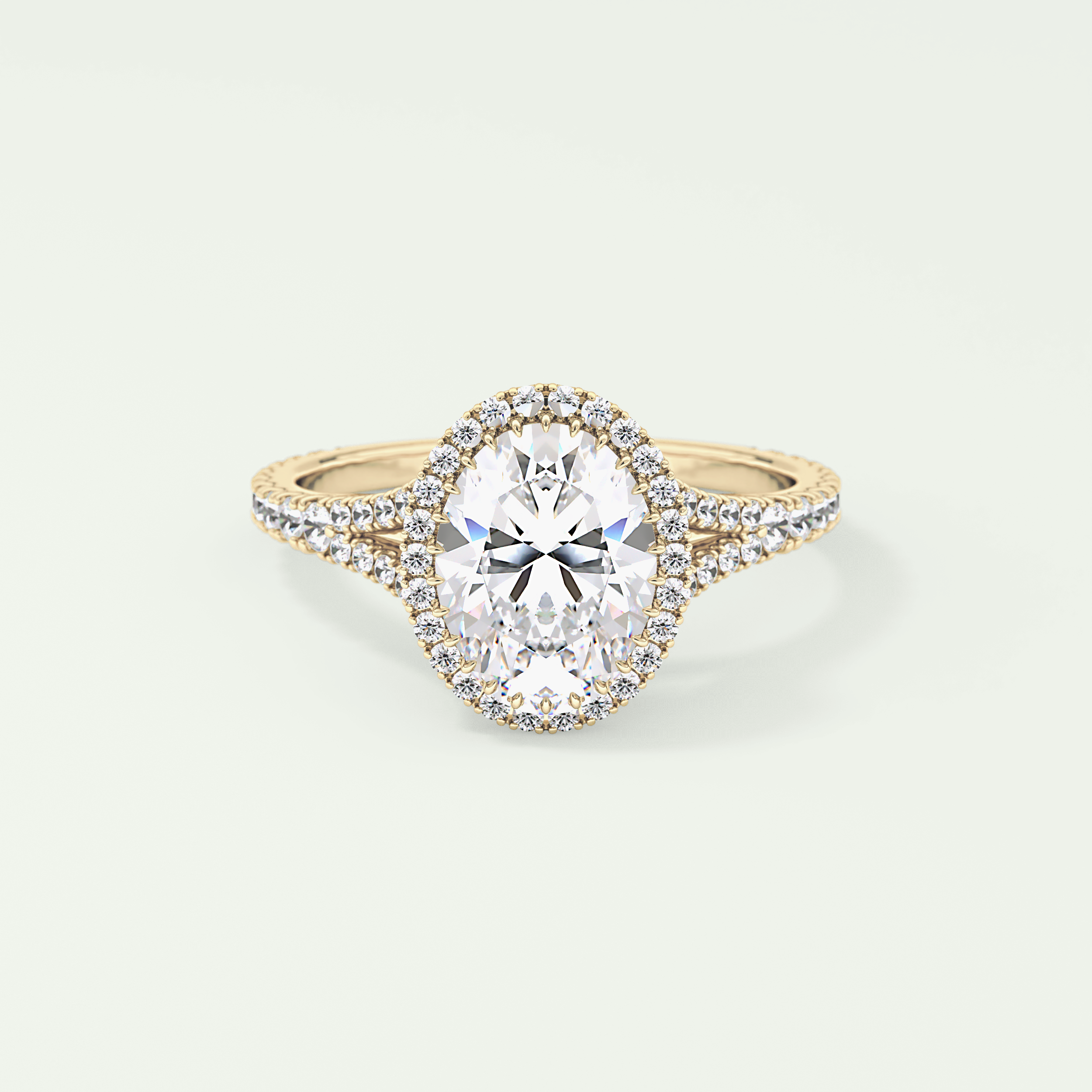 2.0 CT Oval Cut Halo & Pave Split Shank Lab-Grown Diamond Engagement Ring 1