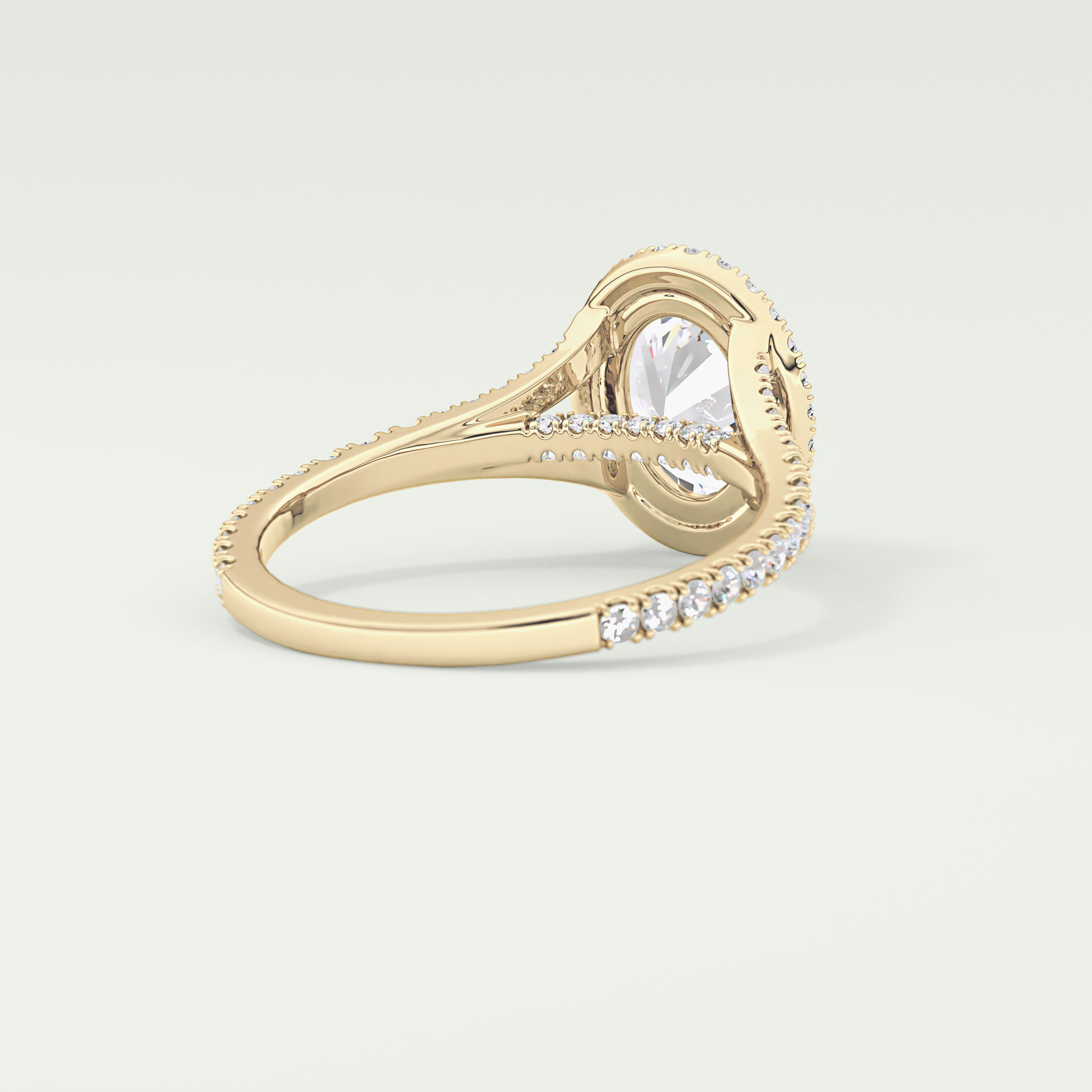 2.0 CT Oval Cut Halo & Pave Split Shank Lab-Grown Diamond Engagement Ring 2
