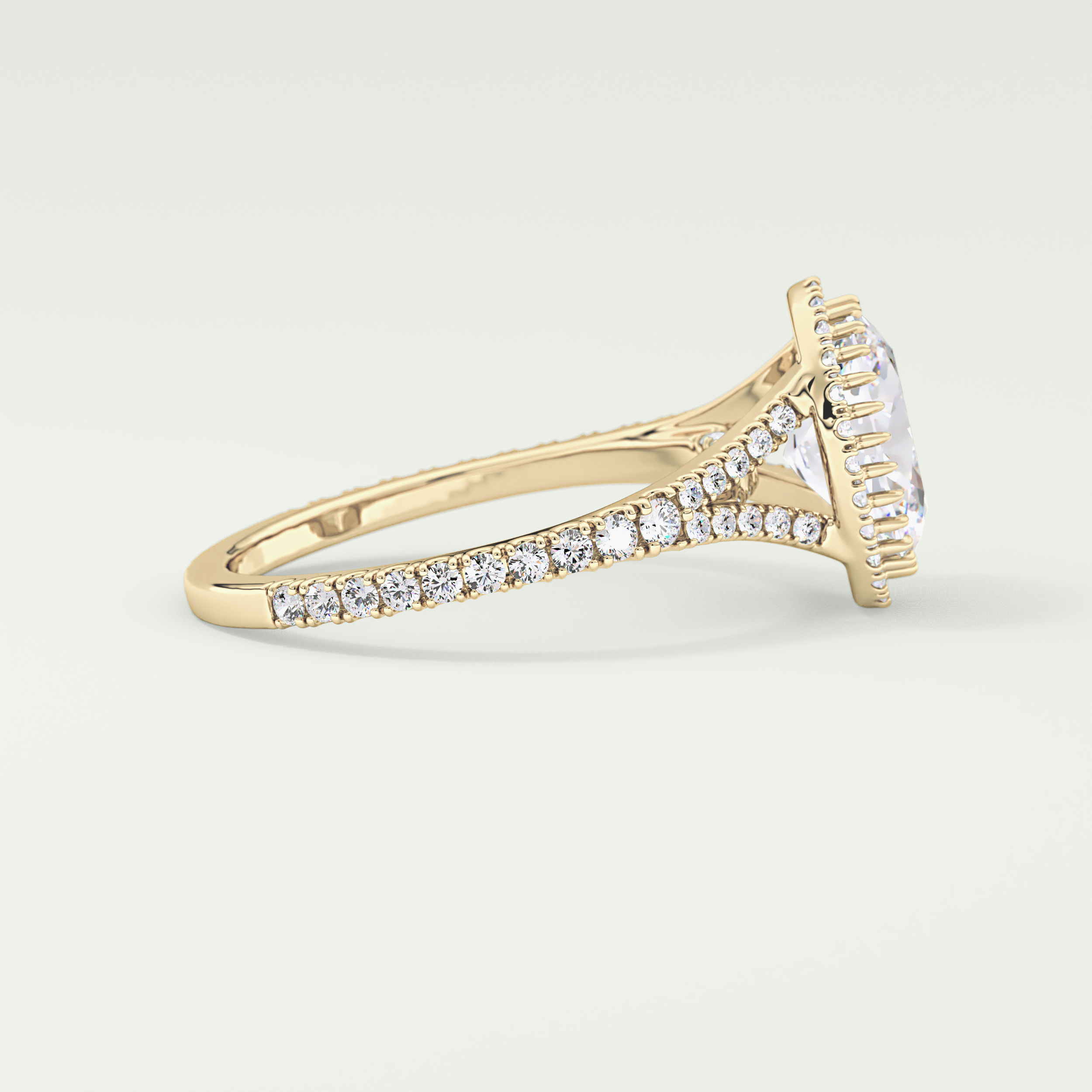 2.0 CT Oval Cut Halo & Pave Split Shank Lab-Grown Diamond Engagement Ring 3