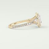 2.0 CT Oval Cut Halo & Pave Split Shank Moissanite Engagement Ring