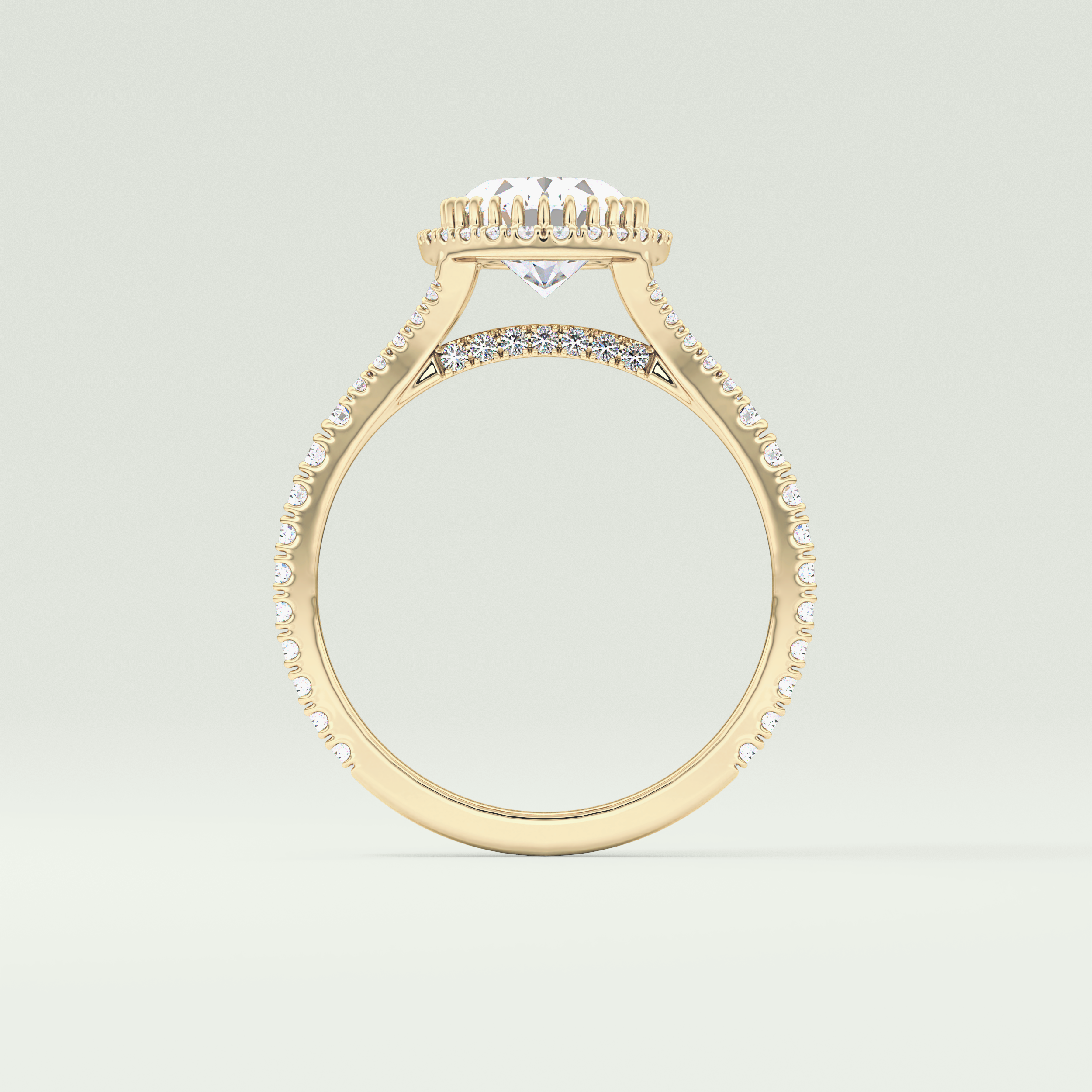 2.0 CT Oval Cut Halo & Pave Split Shank Lab-Grown Diamond Engagement Ring 6