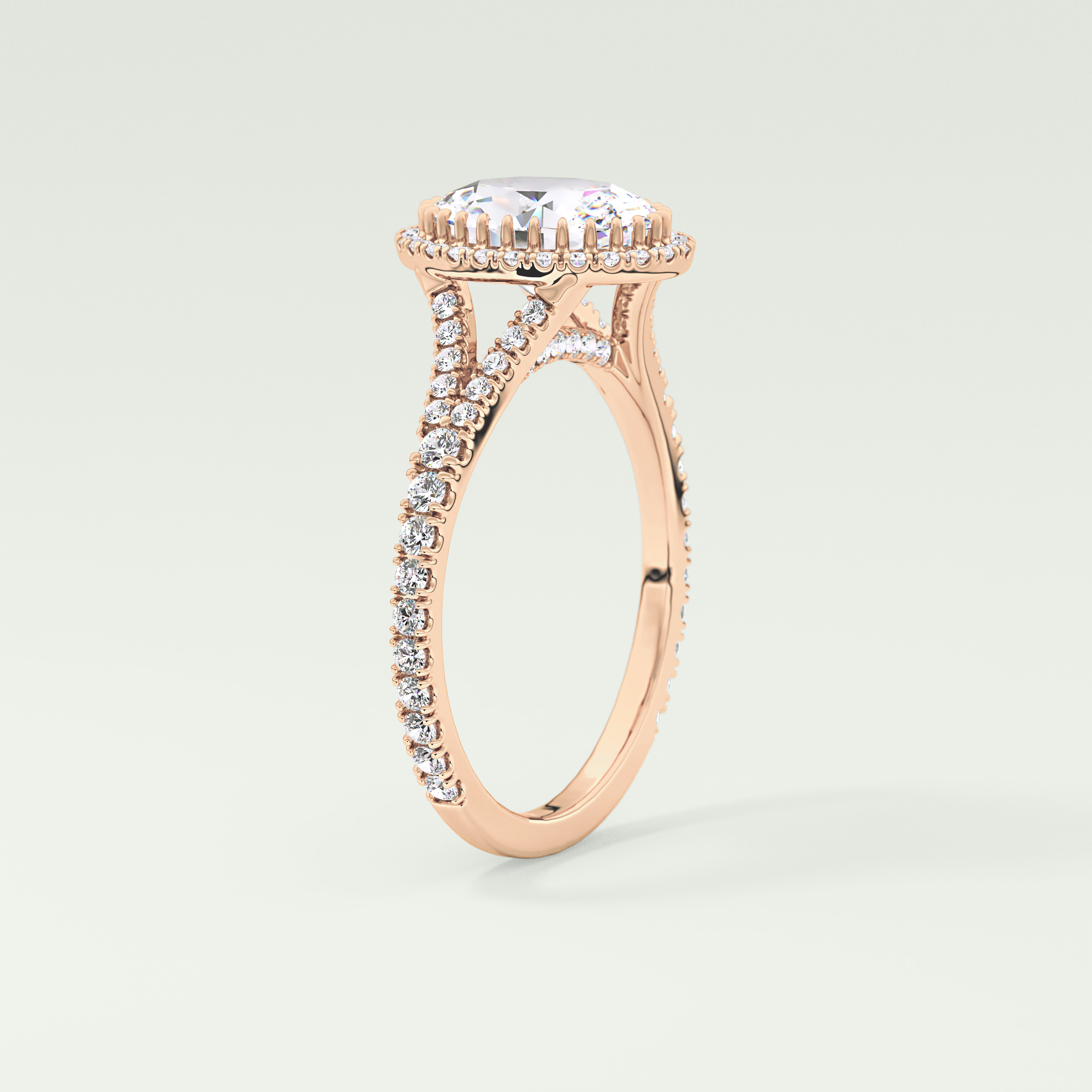 2.0 CT Oval Cut Halo & Pave Split Shank Lab-Grown Diamond Engagement Ring 11