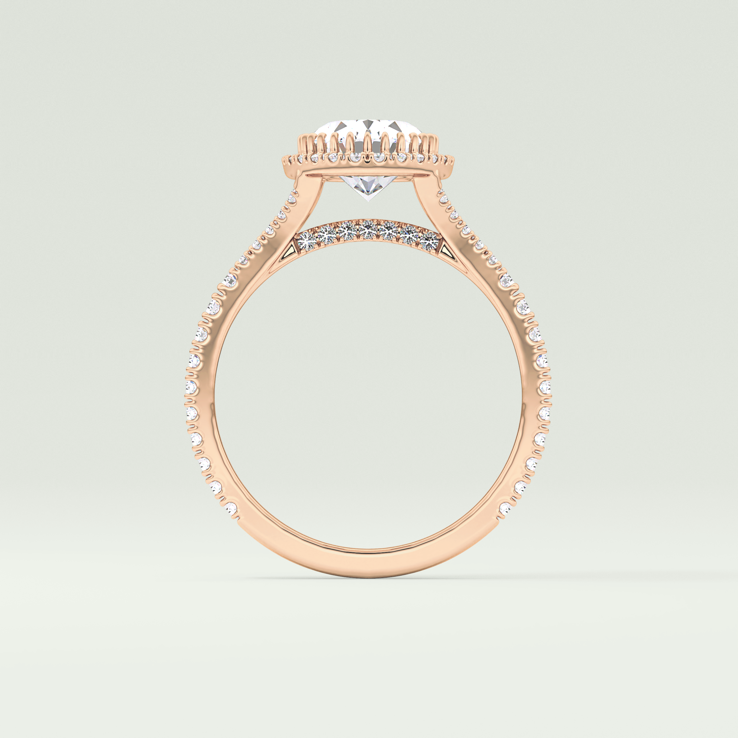 2.0 CT Oval Cut Halo & Pave Split Shank Lab-Grown Diamond Engagement Ring 12