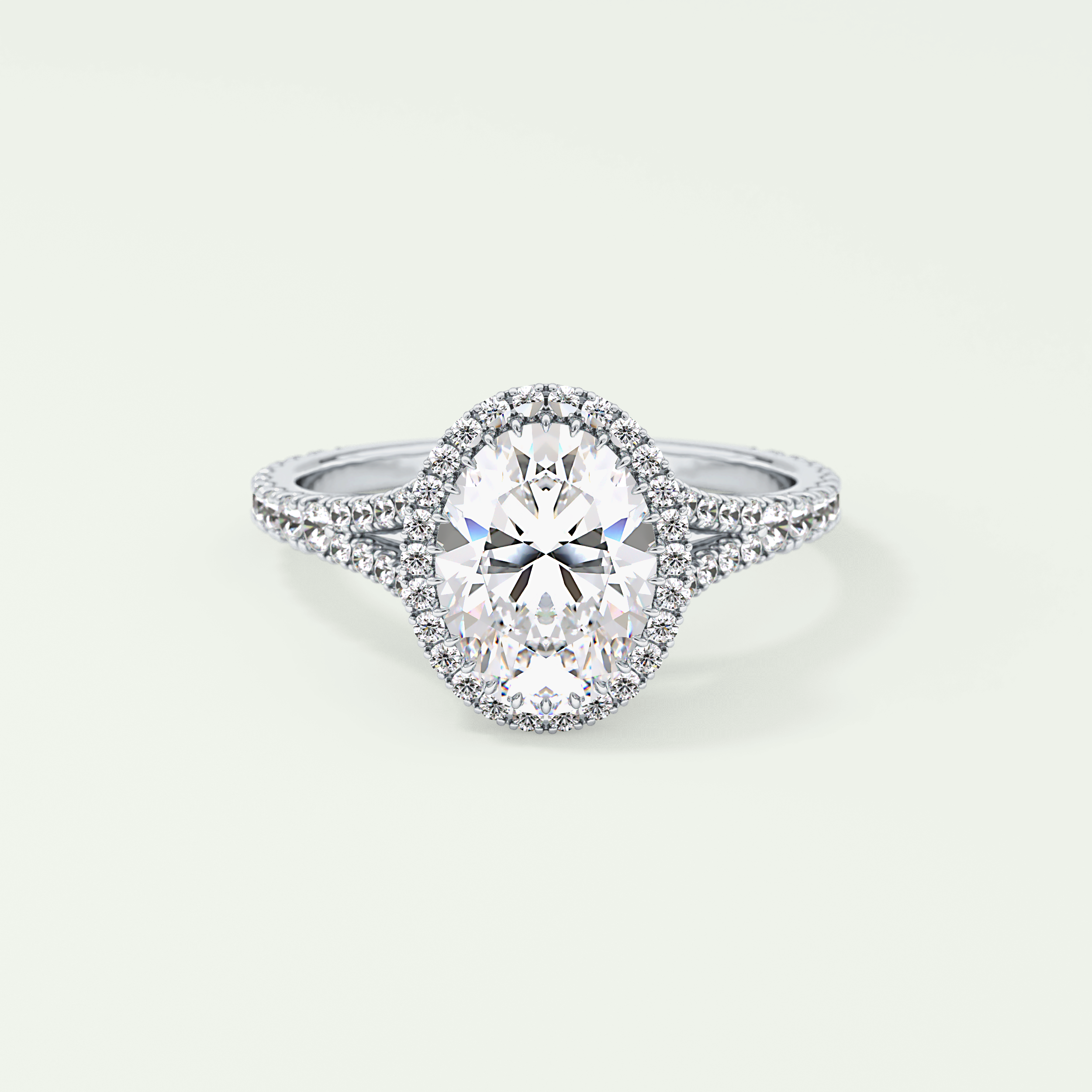 2.0 CT Oval Cut Halo & Pave Split Shank Lab-Grown Diamond Engagement Ring 13
