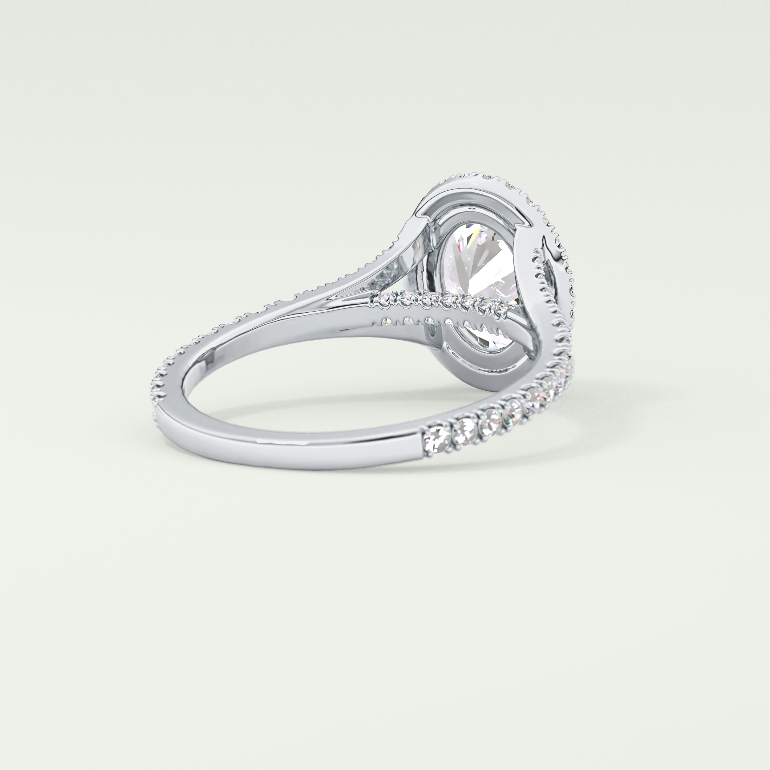 2.0 CT Oval Cut Halo & Pave Split Shank Lab-Grown Diamond Engagement Ring 14