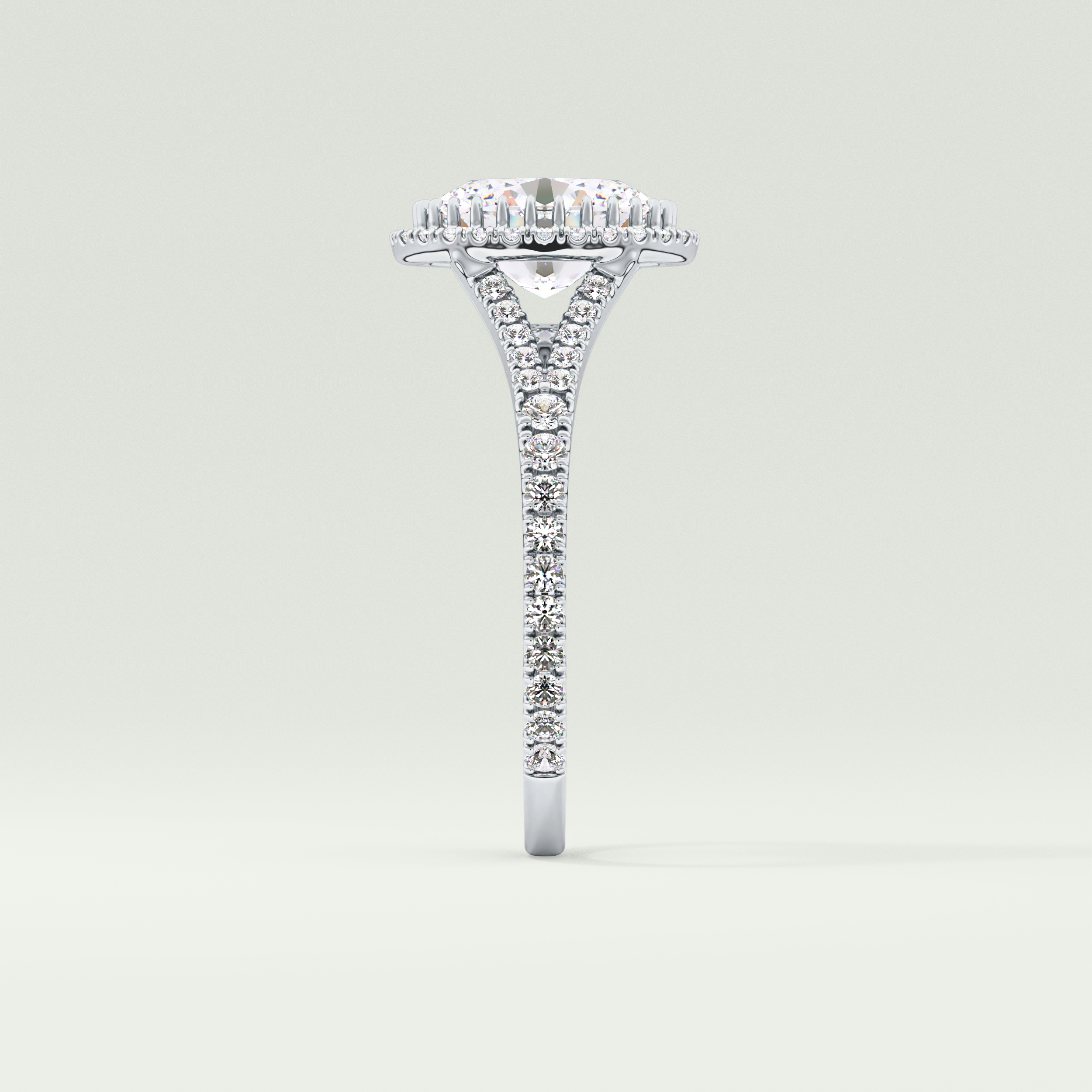 2.0 CT Oval Cut Halo & Pave Split Shank Lab-Grown Diamond Engagement Ring 16