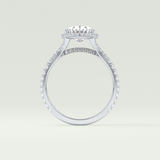 2.0 CT Oval Cut Halo & Pave Split Shank Lab-Grown Diamond Engagement Ring 18