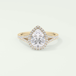 2.0 CT Pear Cut Halo & Pave Split Shank Lab-Grown Diamond Engagement Ring 1