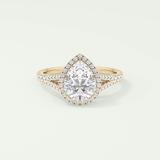 2.0 CT Pear Cut Halo & Pave Split Shank Lab-Grown Diamond Engagement Ring 1