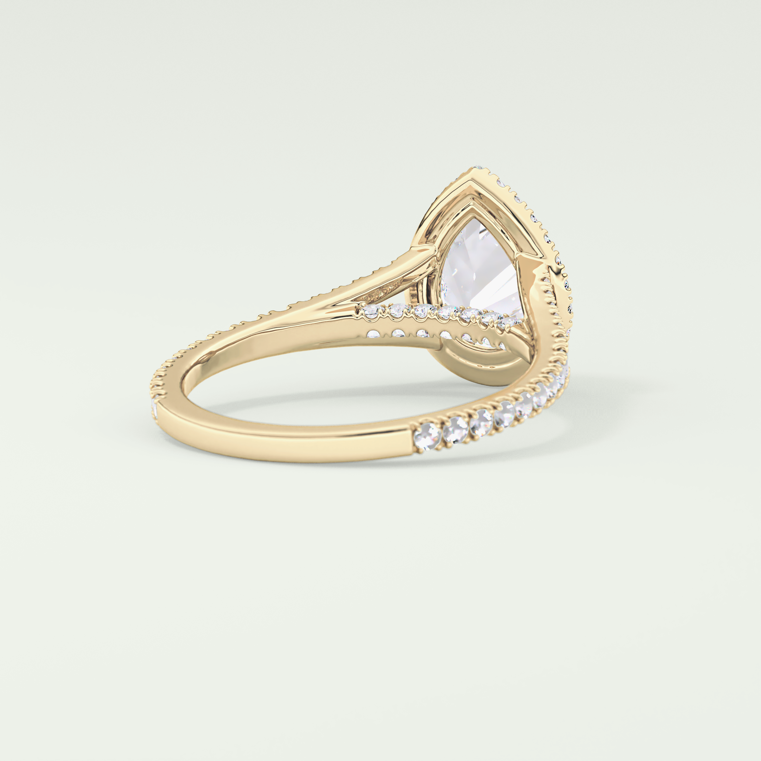 2.0 CT Pear Cut Halo & Pave Split Shank Lab-Grown Diamond Engagement Ring 2
