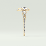 2.0 CT Pear Cut Halo & Pave Split Shank Lab-Grown Diamond Engagement Ring 4