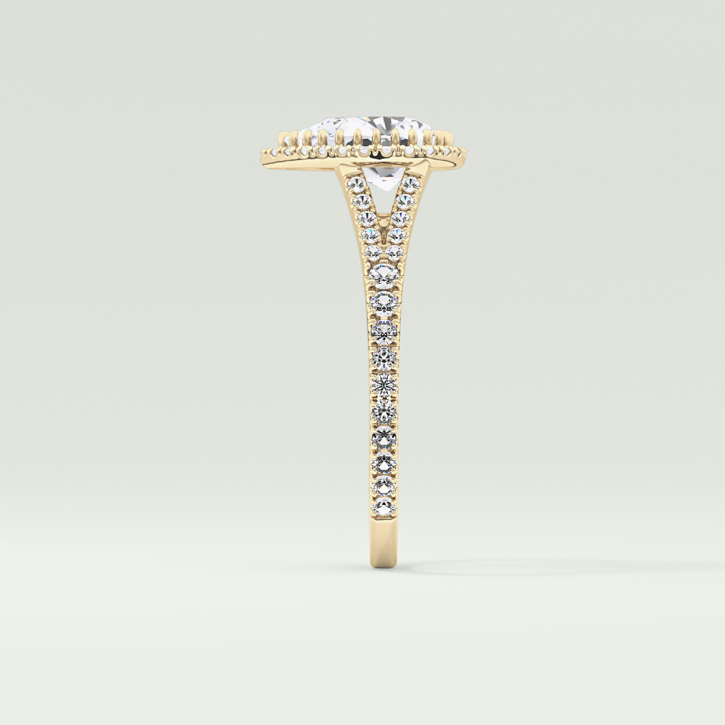 2.0 CT Pear Cut Halo & Pave Split Shank Lab-Grown Diamond Engagement Ring 4