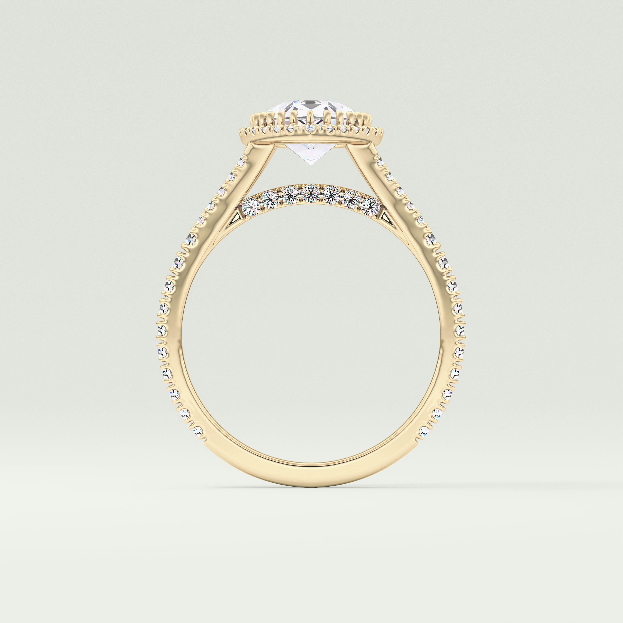 2.0 CT Pear Cut Halo & Pave Split Shank Lab-Grown Diamond Engagement Ring 6